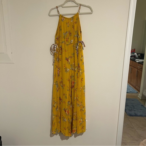 Free People Georgia Wide Leg Jumpsuit Gold Combo - Picture 3 of 10